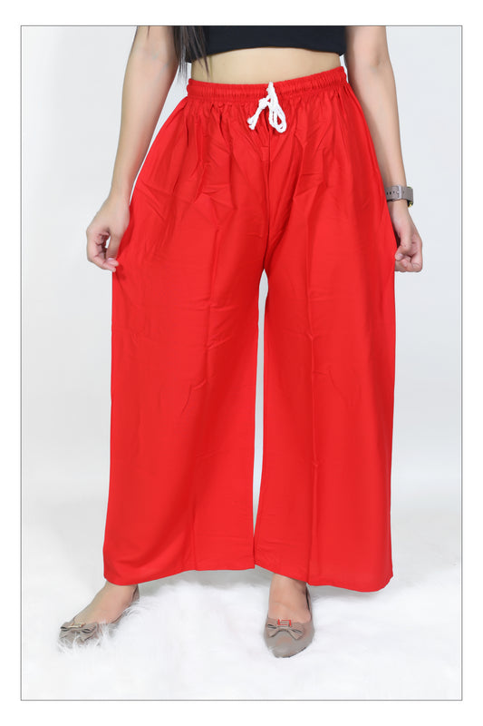 Vibrant Red Wide-Leg Palazzo Pants