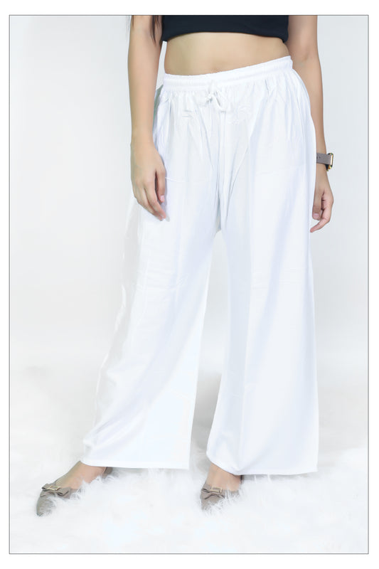 Classic White Cotton Palazzo Pants