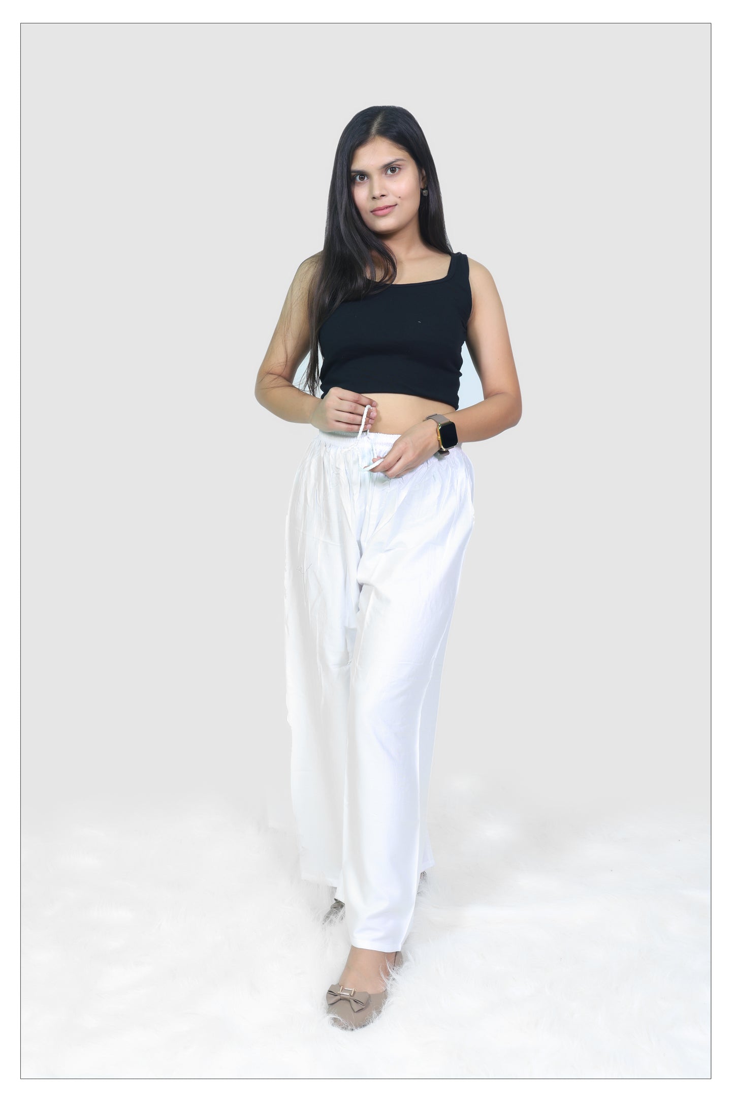 Classic White Cotton Palazzo Pants