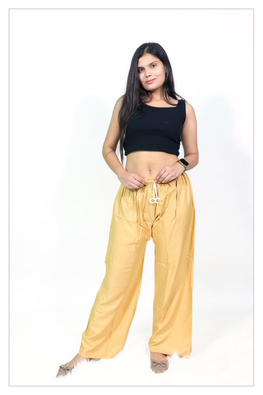 Mustard Yellow Cotton Palazzo Pants