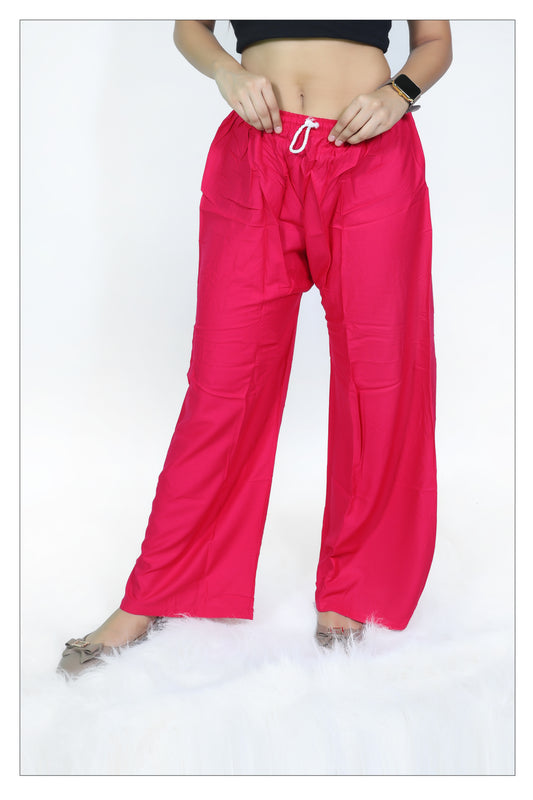 Vibrant Red Cotton Palazzo Pants