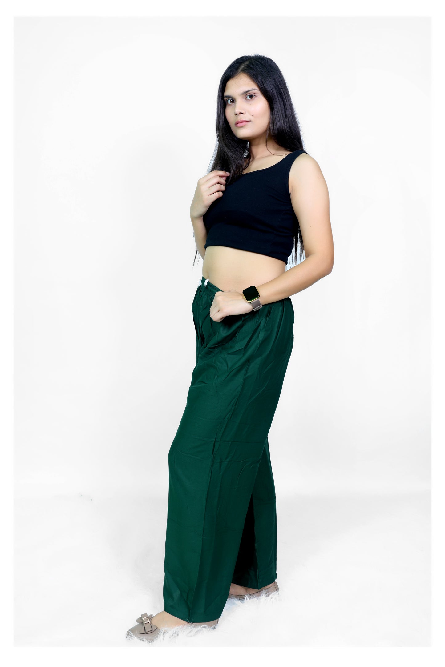 Elegant Dark Green Palazzo Pants