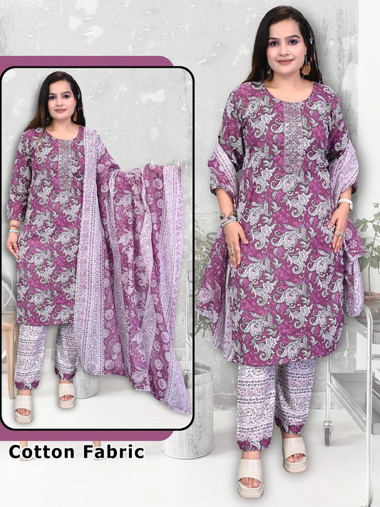 Lavender Paisley Cotton Suit Set – 3-Piece Daily Wear Set
